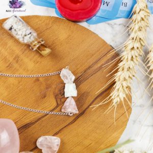 Necklace Goddess of Love Rose quartz Amazonite Clear Quartz