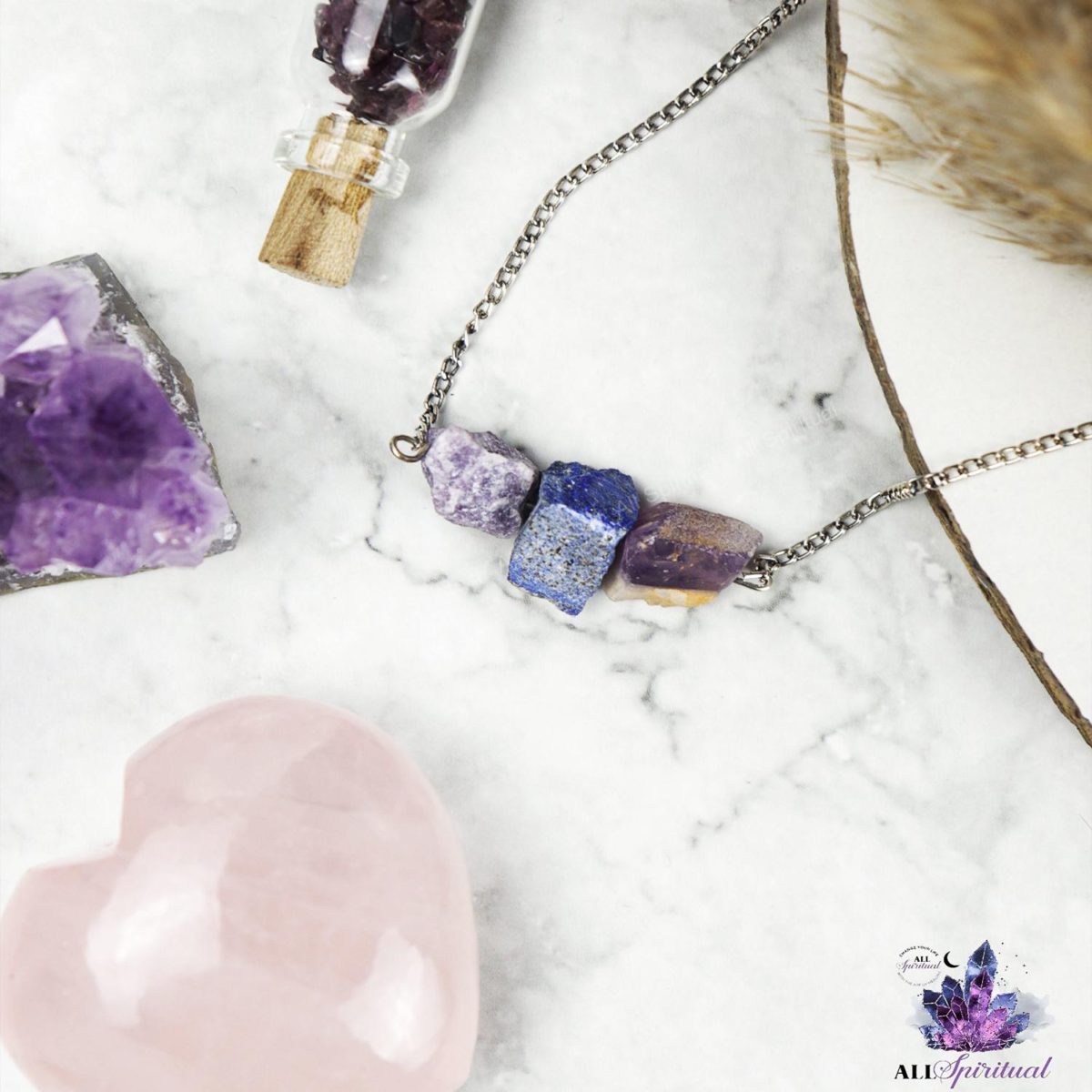 Necklace Luxe Life Silky Smooth Lapidolite Lapis Lazuli Amethyst