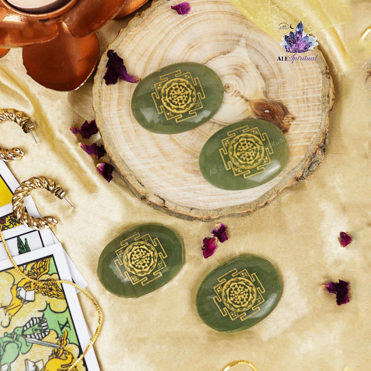 Green Aventurine Shree Yantra Stones