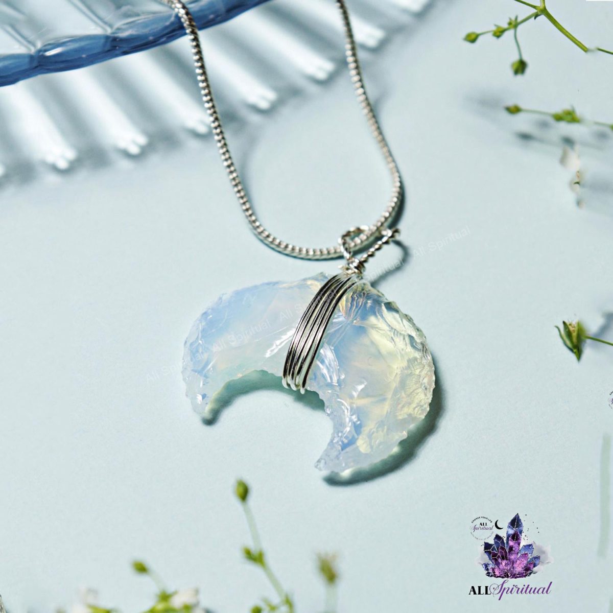 Opal Crescent Moon Pendent(Purify Aura)