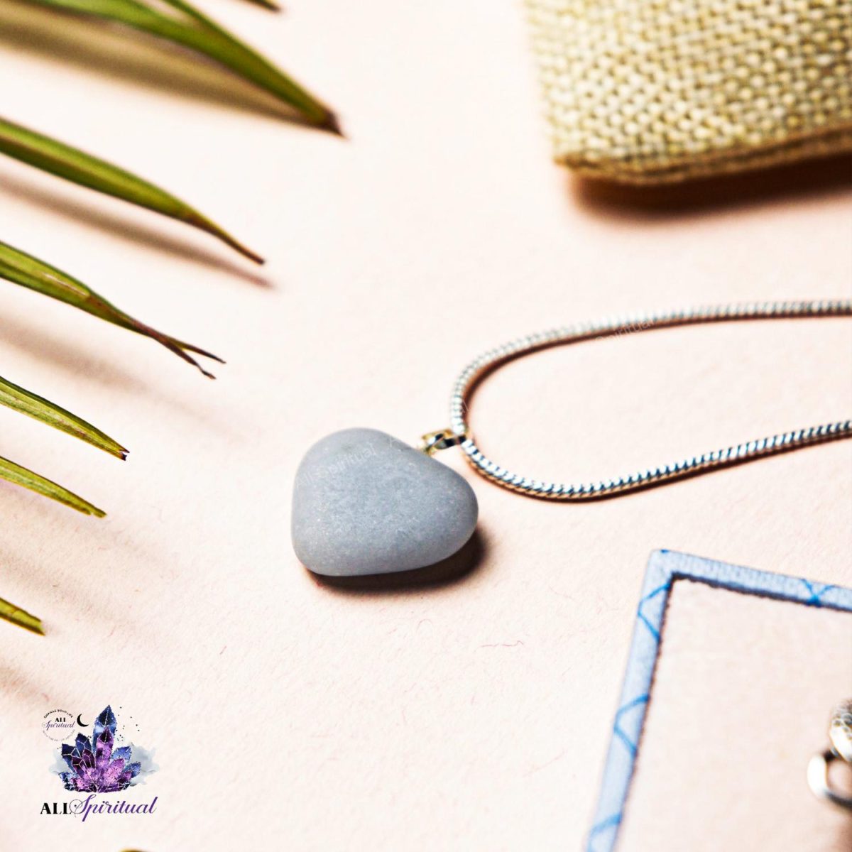 Angelite Heart Pendent (Connect with Angels & Guides)