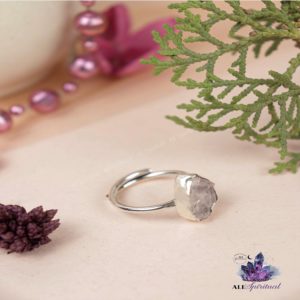 Rose Quartz Silver Adjustable Ring (Infinite Love & Relationships)
