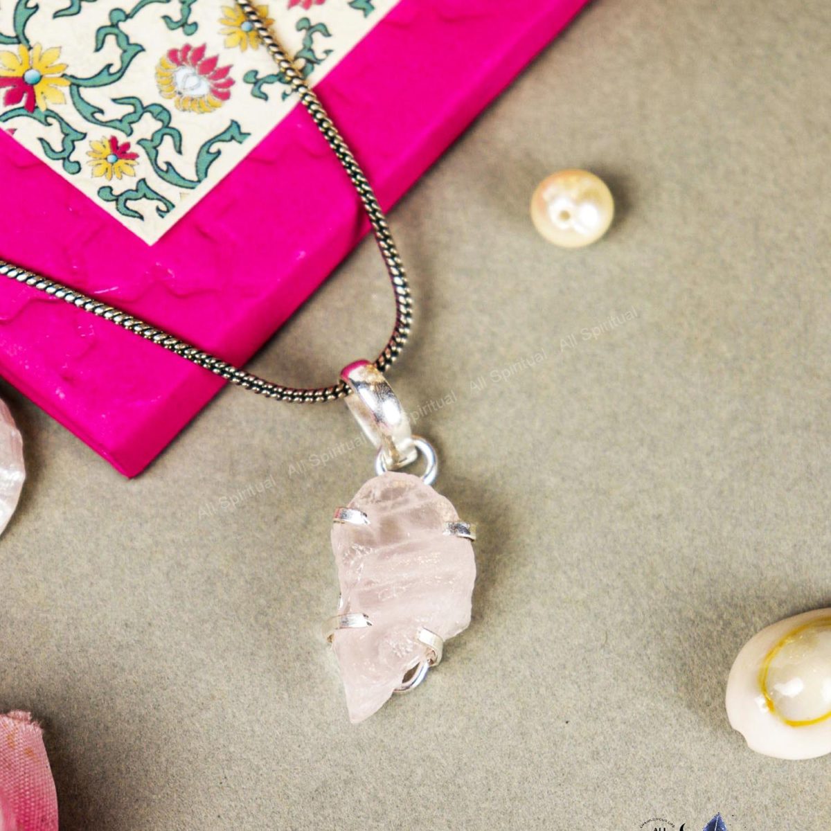 Rose Quartz Silver Pendent