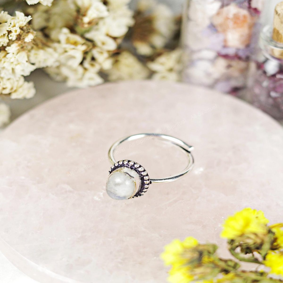 MOONSTONE SILVER ADJUSTABLE RING