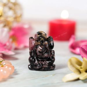 Rhodonite Gemstone Ganesha Idol
