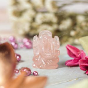 Rose Quartz Gemstone Ganesha Idol