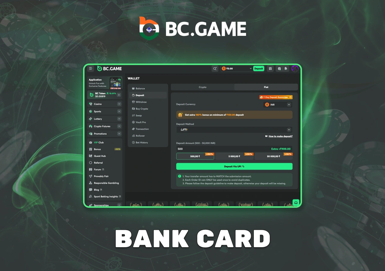 Funding via MoonPay with Mastercard or Visa cards