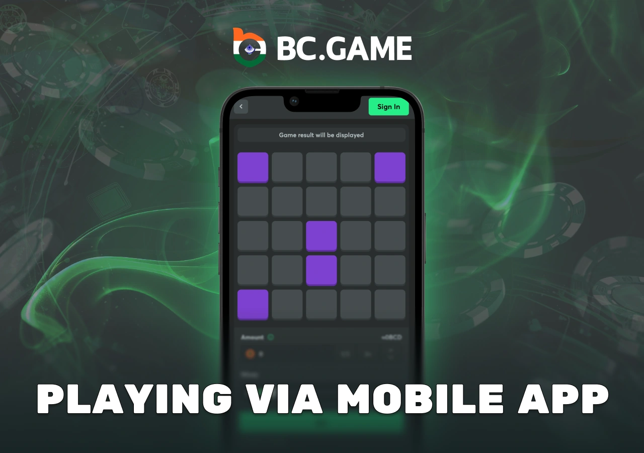 Mines game in the bookmaker's mobile app